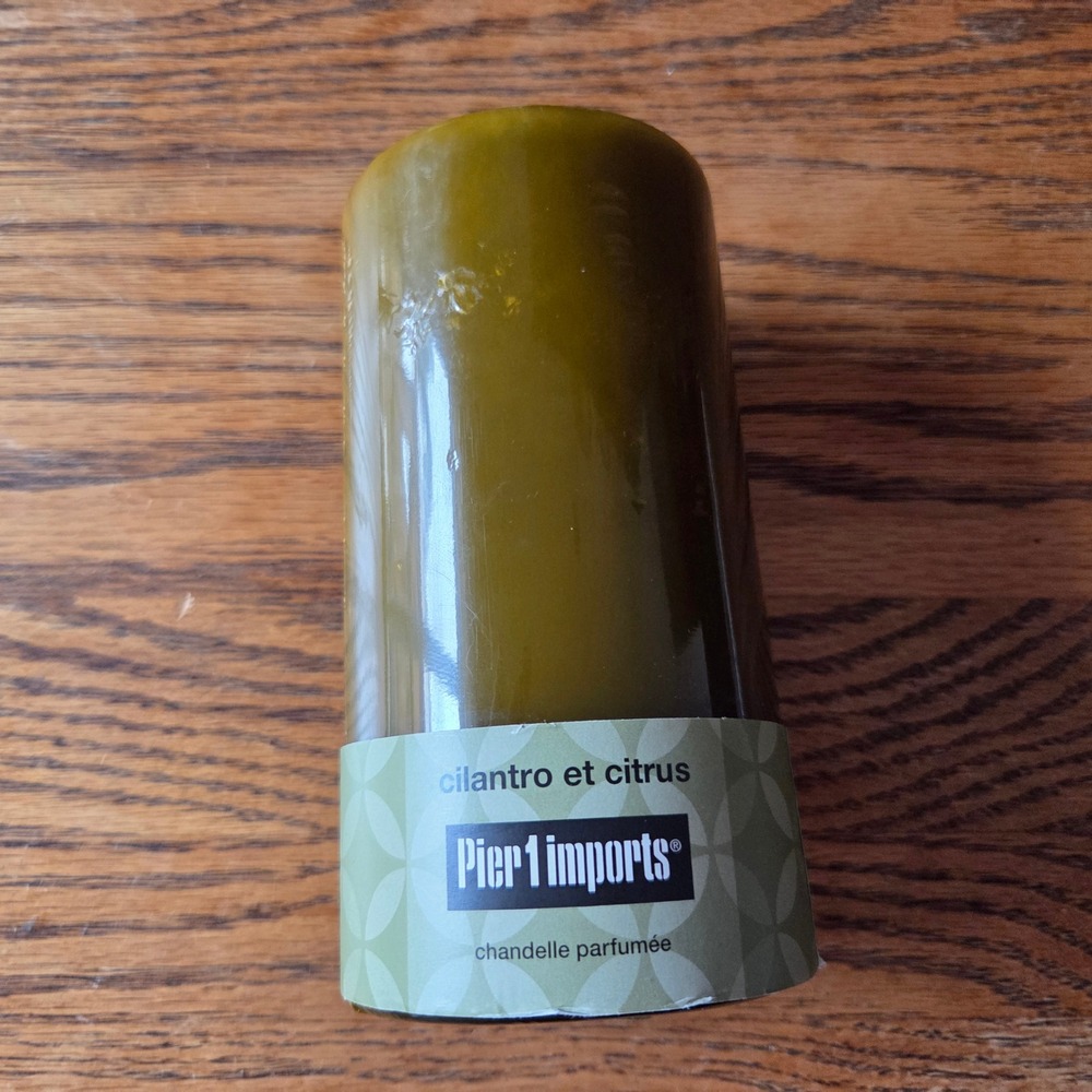 RARE Pier 1 Imports Citrus Cilantro Scented 3"x 6" Pillar Candle Sealed New - Picture 4 of 6